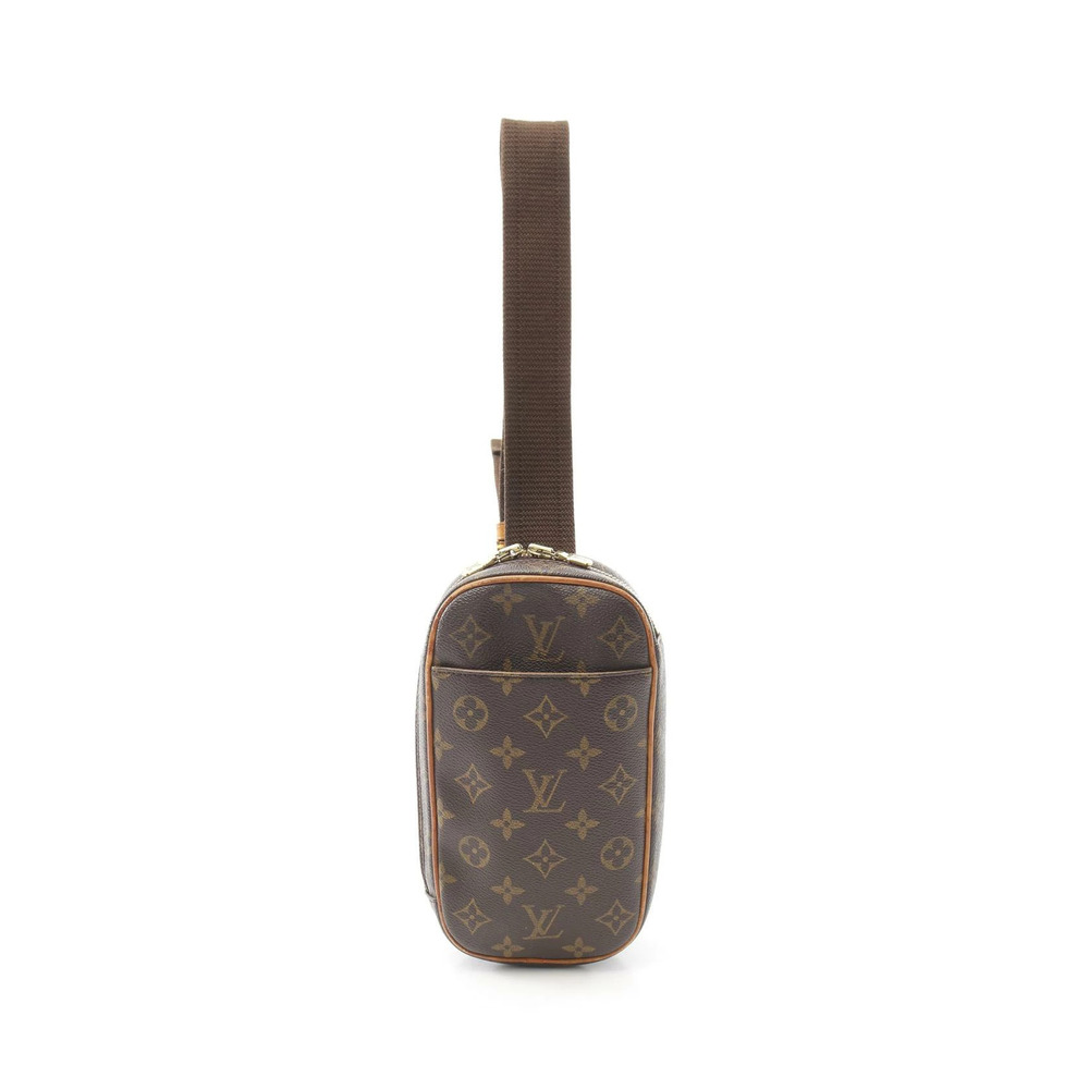 Louis Vuitton Pochette Gange Waist Bag Body Canvas Leather Monogram Brown